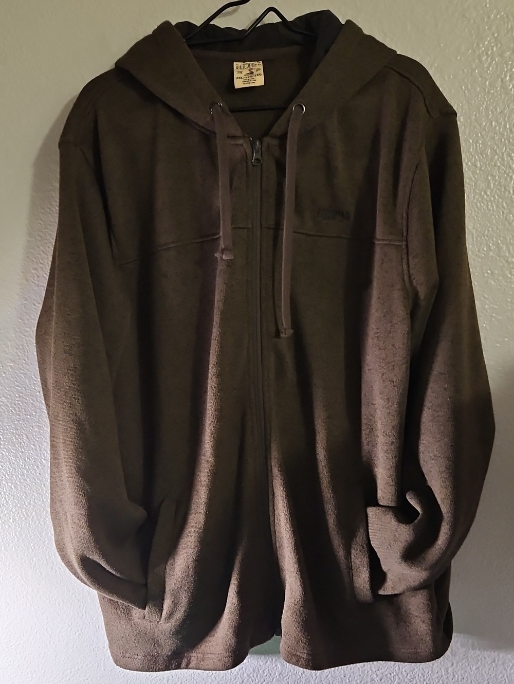 RedHead Brand Co. Brown Textured Fleece Full Zip Hoodie Jacket - Men's 2XL